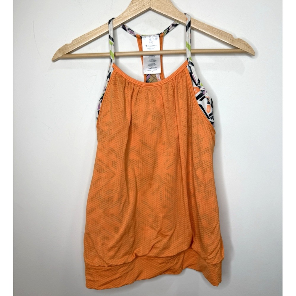 IVIVVA by Lululemon Double Dutch Layered Tank Top Built In Bra 12 Orange‎ Sporty